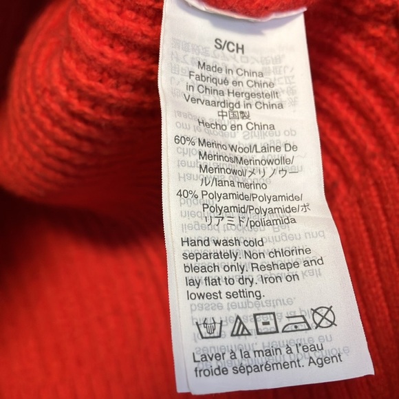 Madewell merino wool blend red ribbed sweater buttons Calloway Boatneck Pullover - Picture 5 of 8